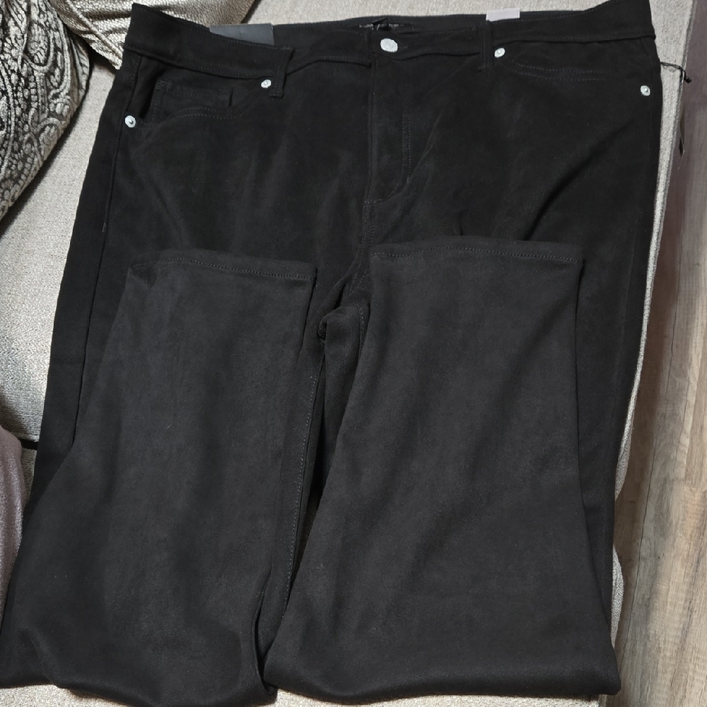 Banana Republic Womens 34/18 Faux Suede  High Rise Skinny Pants Black